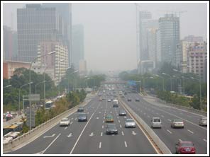 Druk verkeer en smog