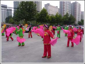 Welkomst dansgroep bij Hotel in Xian