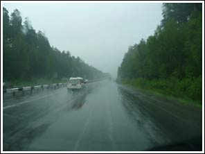 regen en modder onderweg